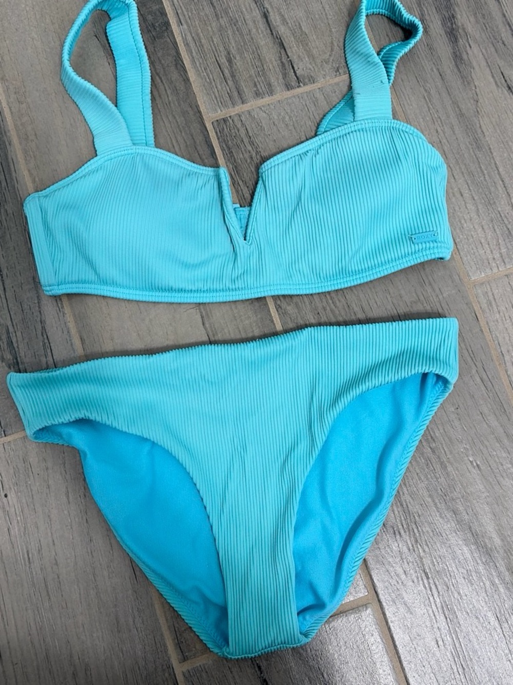 Roxy Turquoise Ribbed Bikini Set - Picture 2 of 5